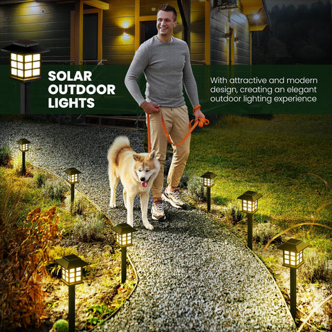 GIGALUMI 15-inch tall solar posts highlight a tidy landscape accent.