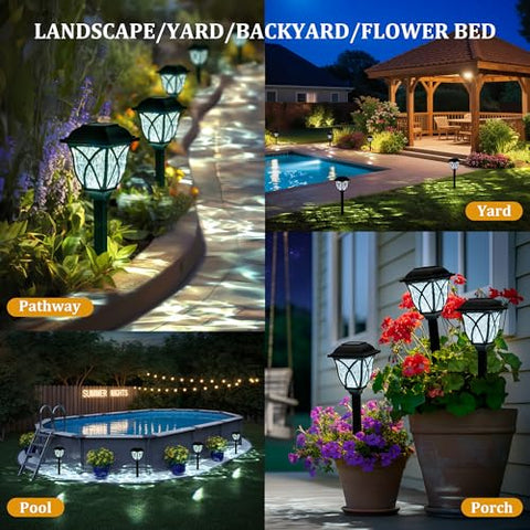 GIGALUMI garden lights provide soft night illumination for pathways and planters.