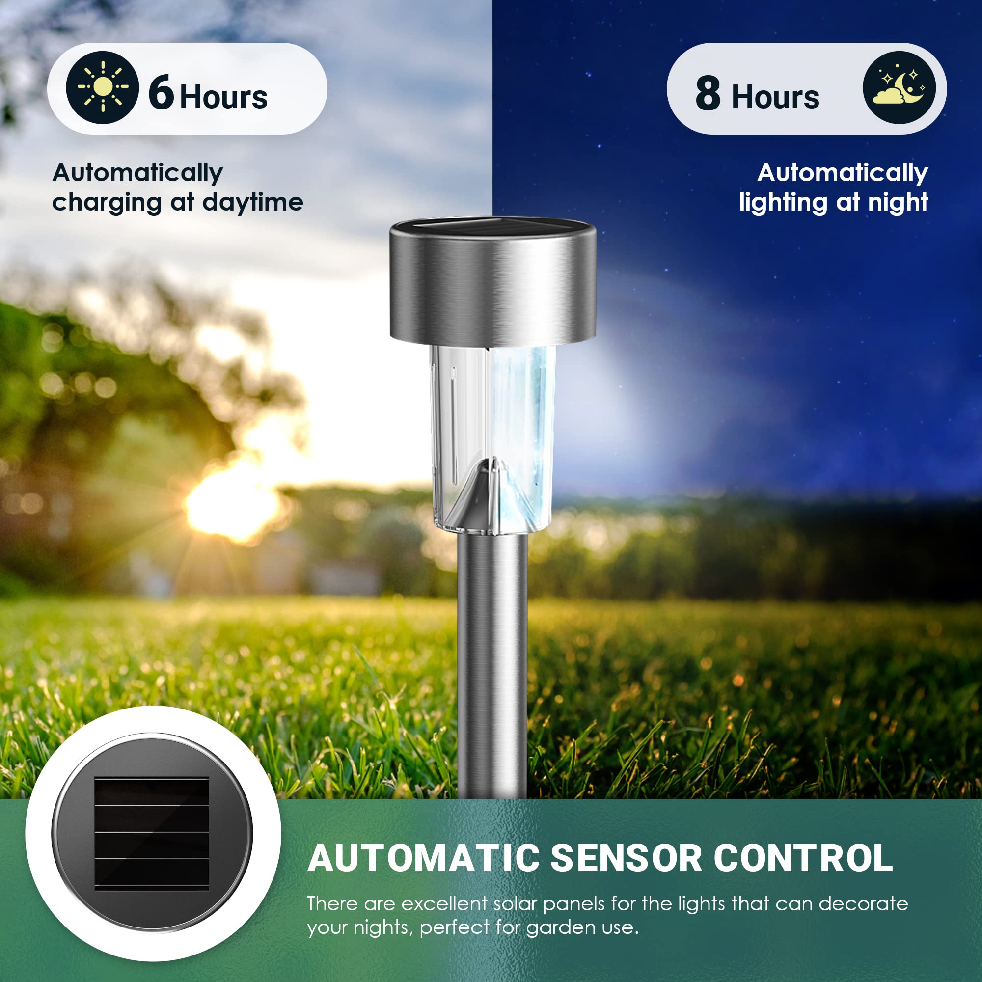 GIGALUMI solar lights easy install stake-ground simplify setup in any yard.