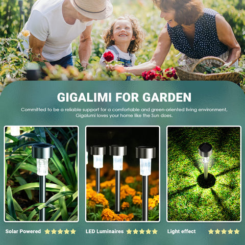 GIGALUMI solar lights garden yard waterproof provide durable, weatherproof lighting along borders.