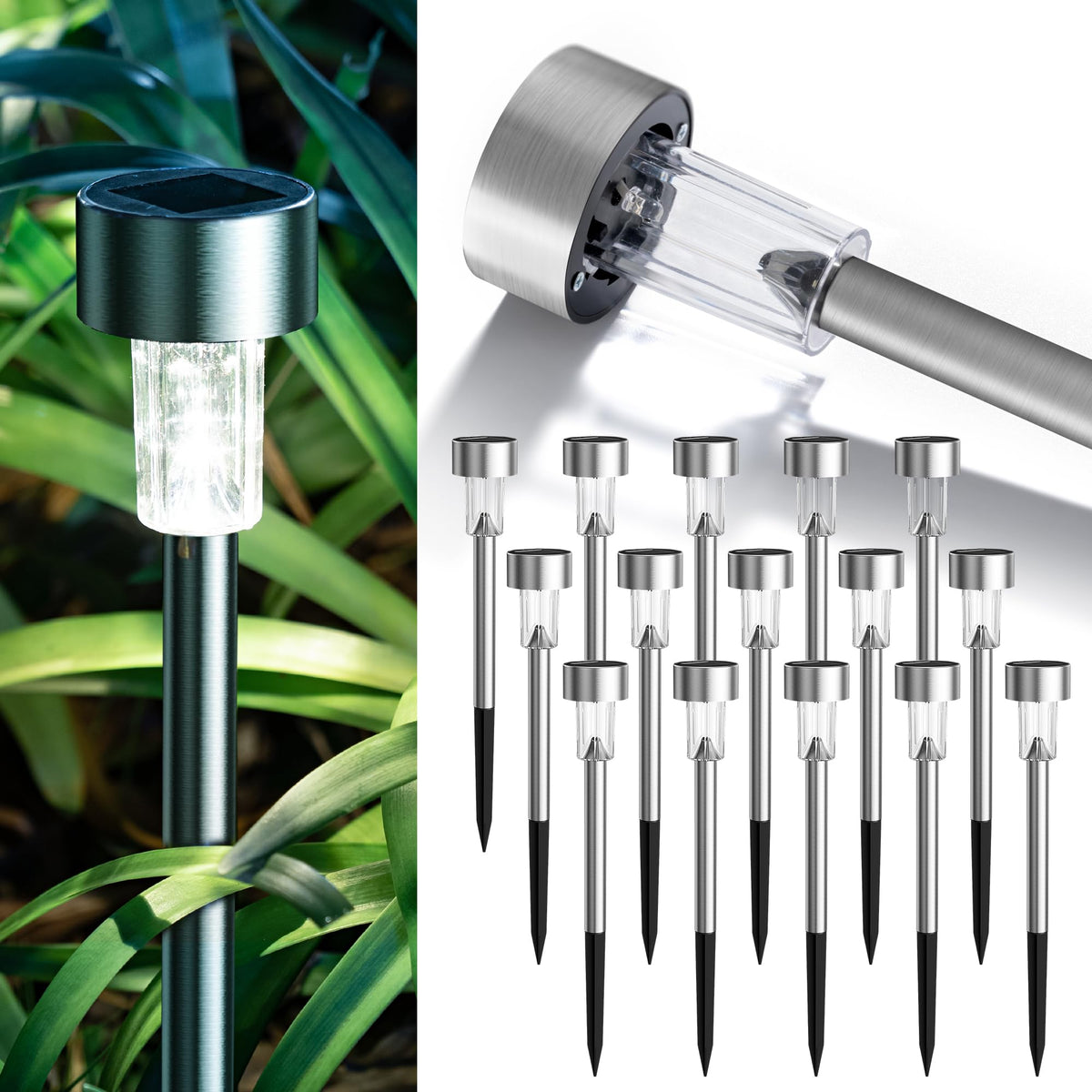 GIGALUMI solar lights outdoor stainless pathway illuminate walkways for safer nighttime visibility.
