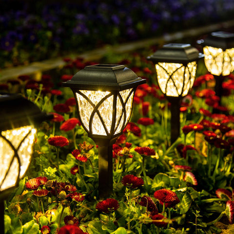 GIGALUMI solar lights outdoor waterproof 8-pack along walkway enhance night visibility