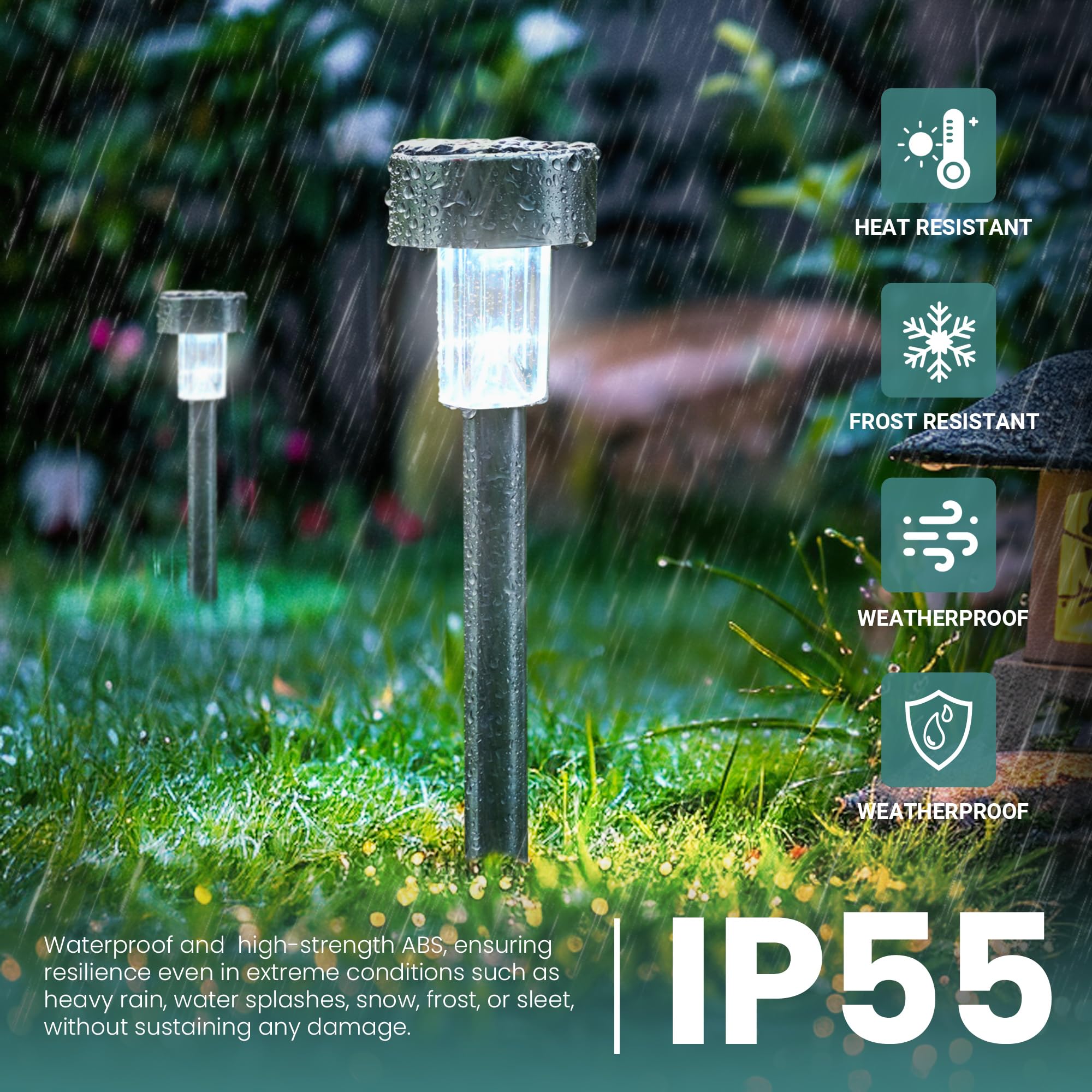 GIGALUMI solar path light installs quickly by staking into soil.