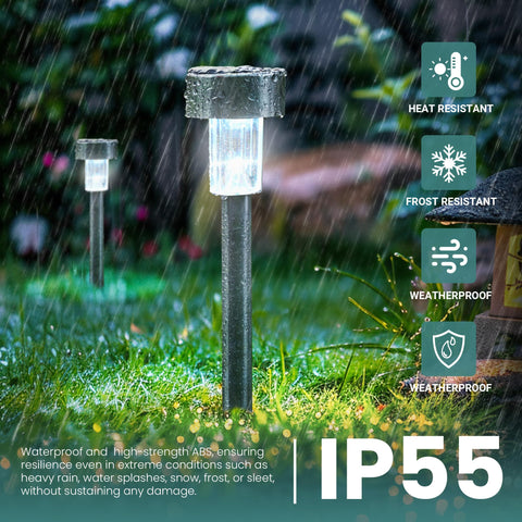 GIGALUMI solar path light installs quickly by staking into soil.