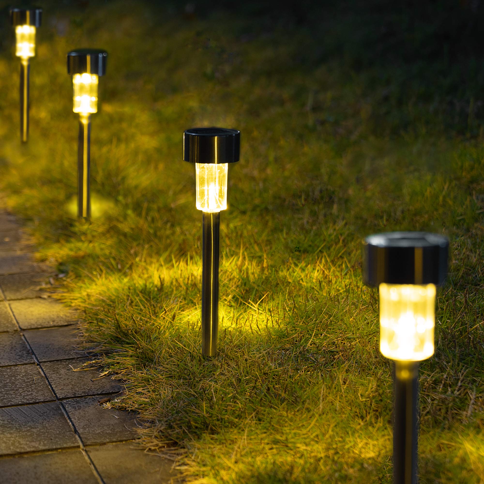 GIGALUMI solar pathway light with stainless steel finish for durable outdoor illumination