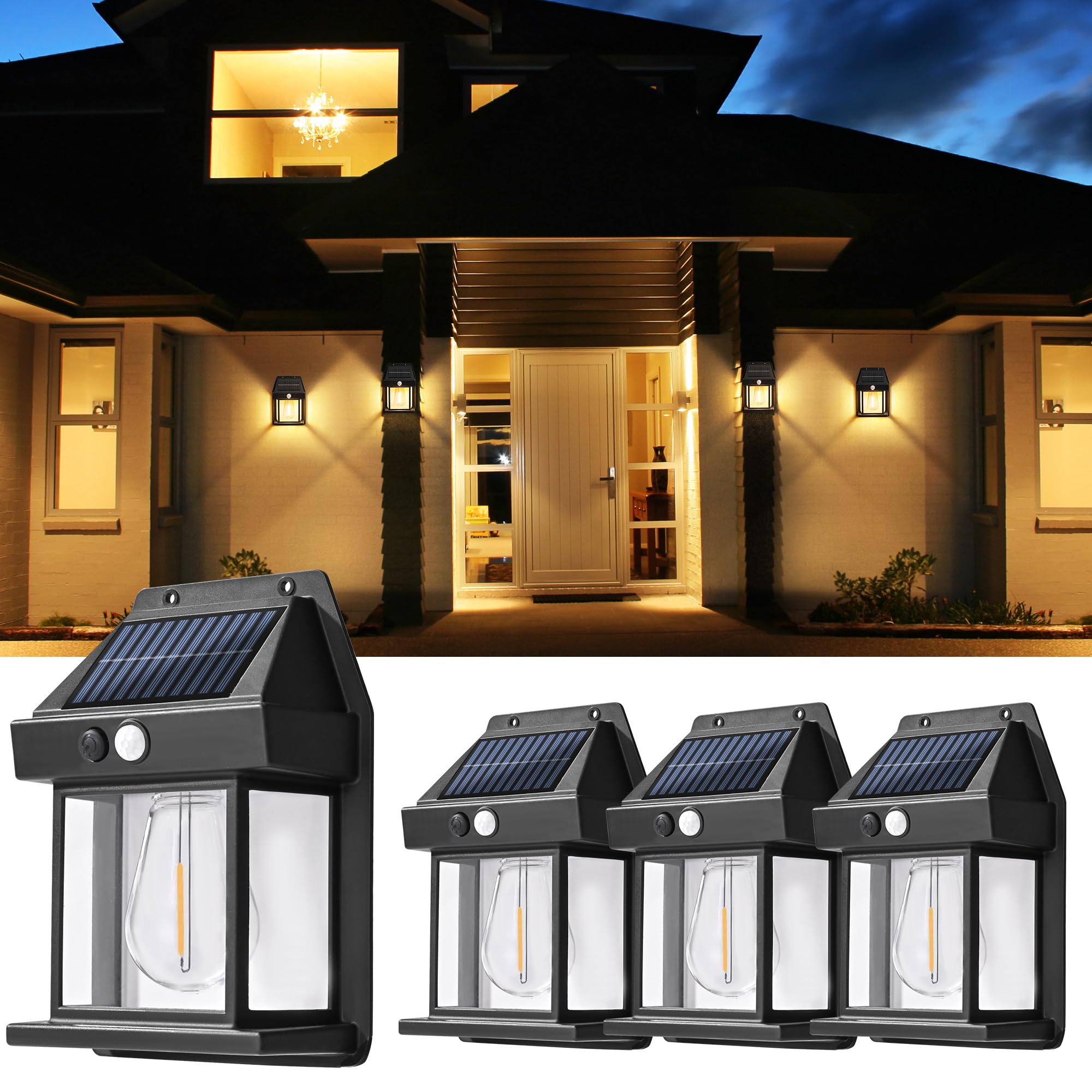 GIGALUMI solar wall light for outdoor patio lighting and safe nighttime visibility.