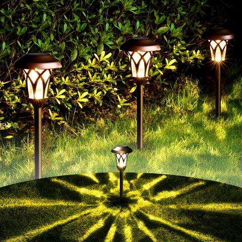 GIGALUMI pathway light with stainless-steel cap offers durable garden edge lighting.