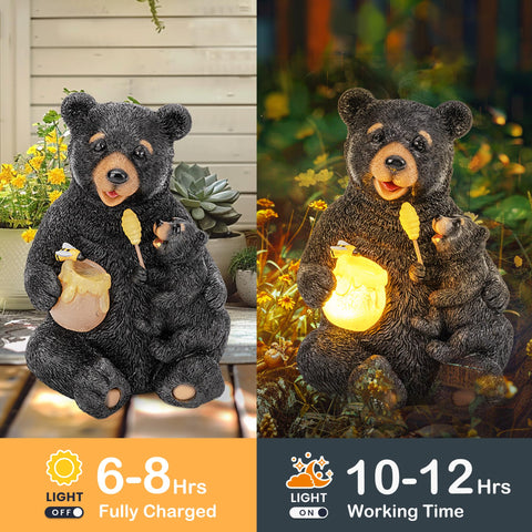 GIGALUMI warm glow statue creates cozy outdoor ambiance at twilight.