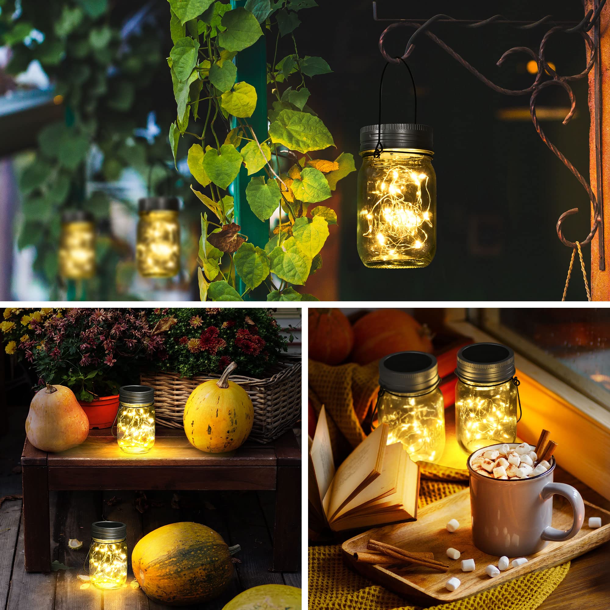 GIGALUMI solar lanterns hung in garden offering warm mood lighting