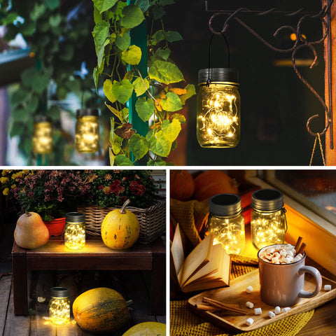 GIGALUMI solar lanterns hung in garden offering warm mood lighting