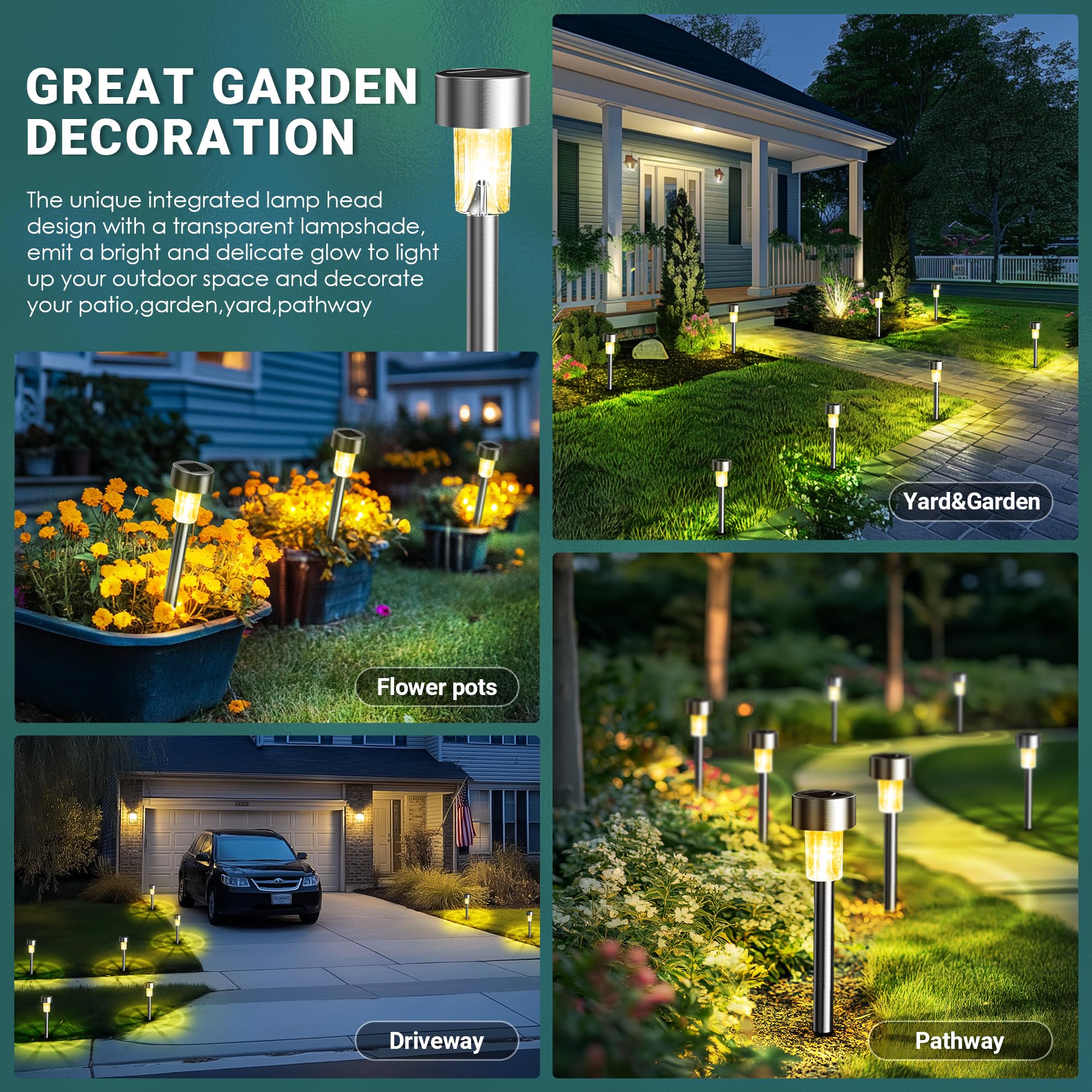 GIGALUMI stainless steel body solar light for durable garden lighting