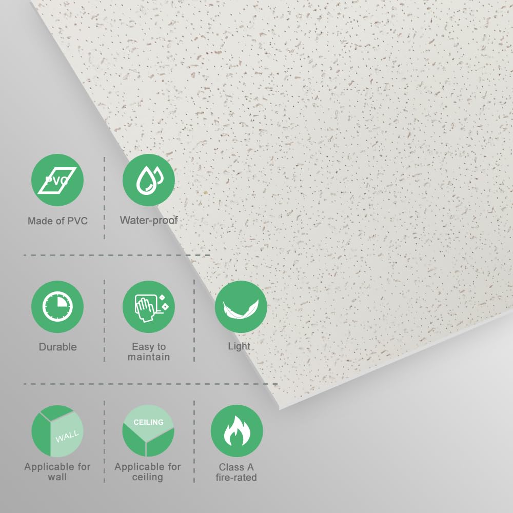 Gigrwiin neutral finish ceiling tile blends with any interior.