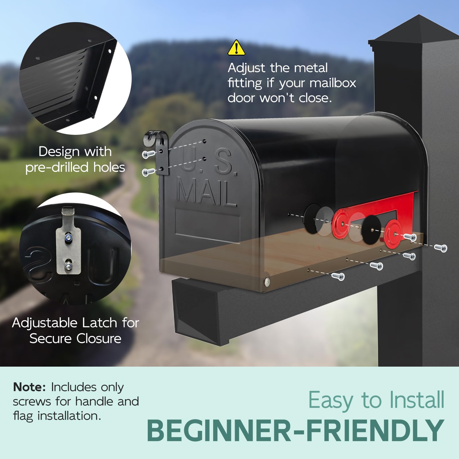 GIGYES mailbox pre-drilled holes demonstration supports quick installation