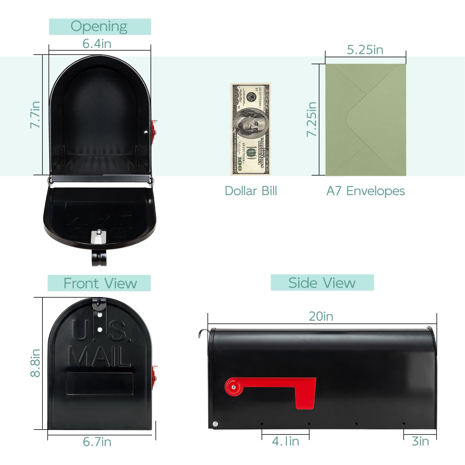GIGYES mailbox interior open view demonstrates easy access to deliveries