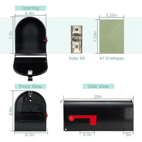 GIGYES mailbox interior open view demonstrates easy access to deliveries