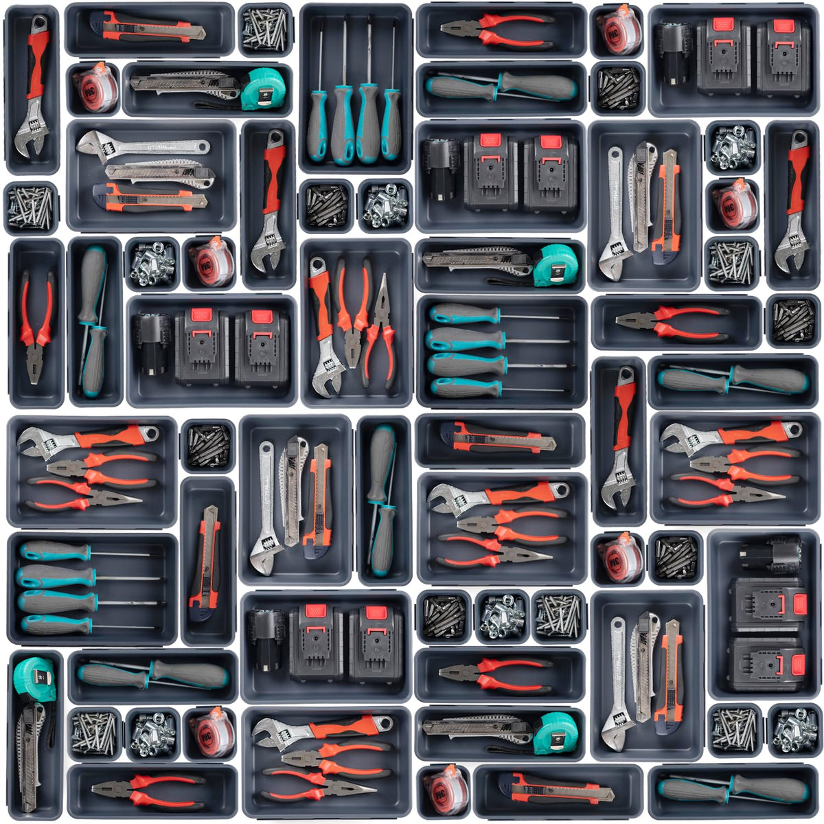 Giklux 45-pack organizer trays show three sizes for quick tool access