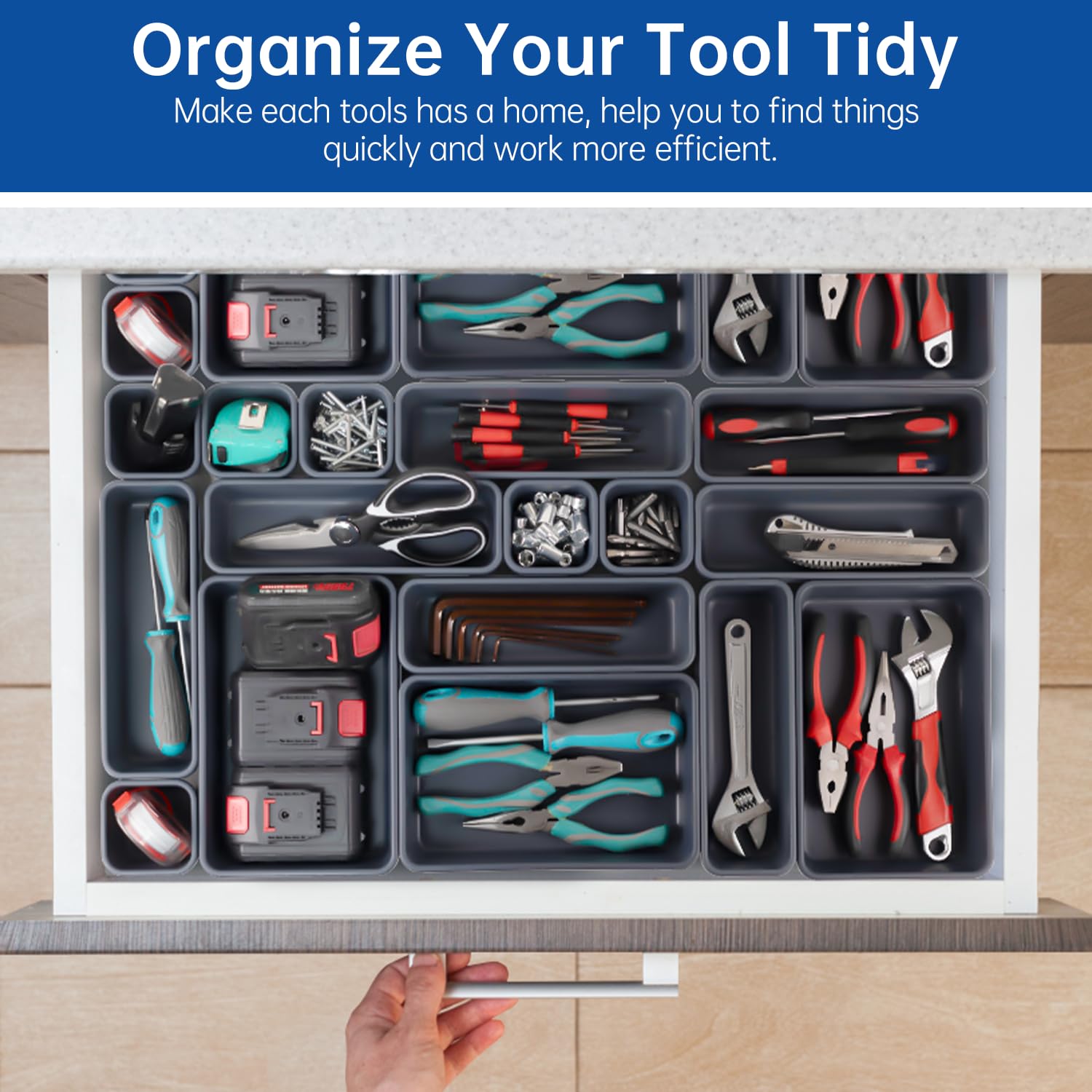 Giklux hammer-wrench tray slot keeps large tools organized and reachable