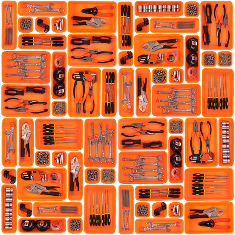Giklux 3x3x2 orange tool box organizer tray helps keep small parts neatly sorted.