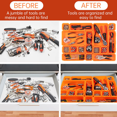 Giklux 9x3x2 orange tray simplifies access to screws and nails.