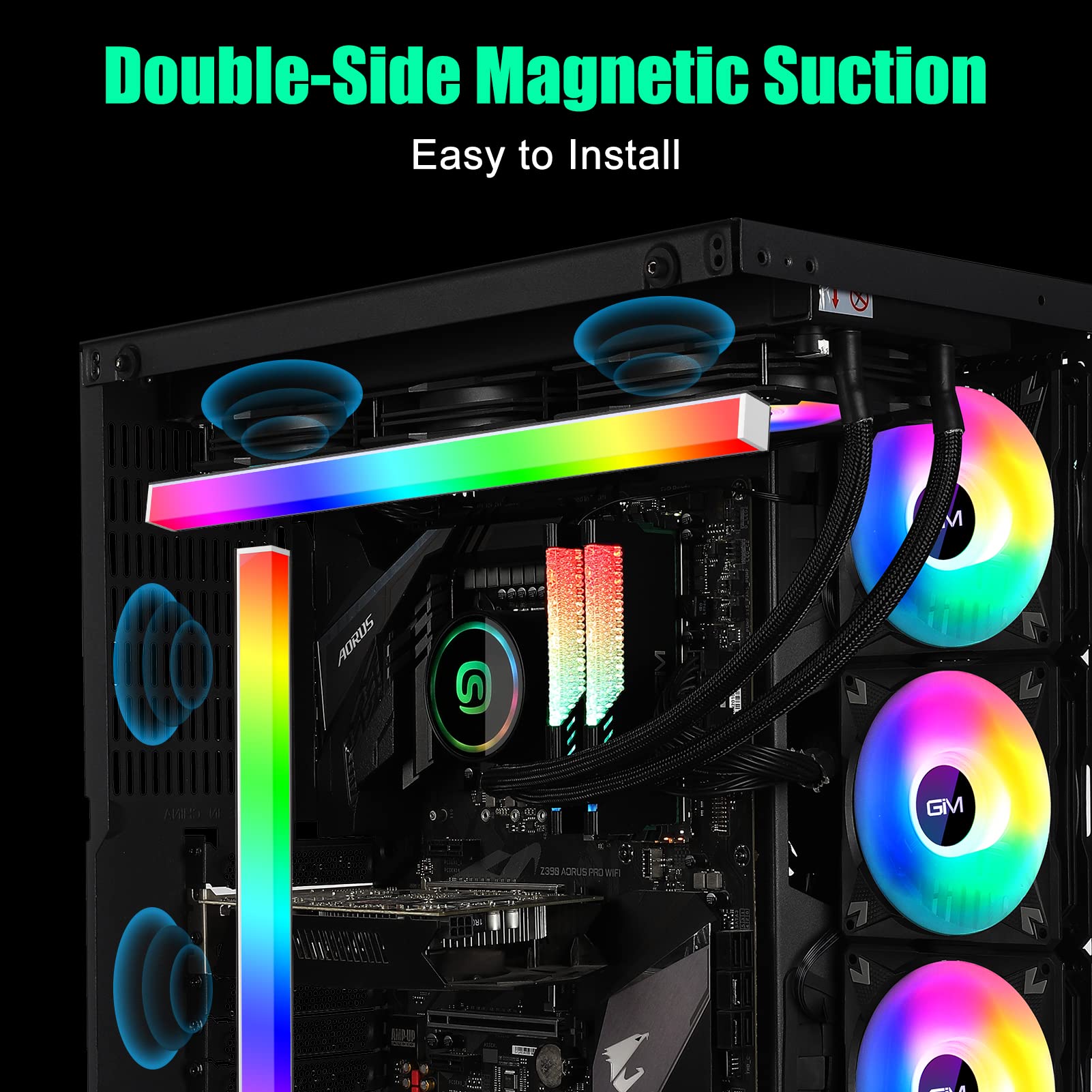 Magnetic attachment enables quick, tool-free RGB customization on a gaming rig