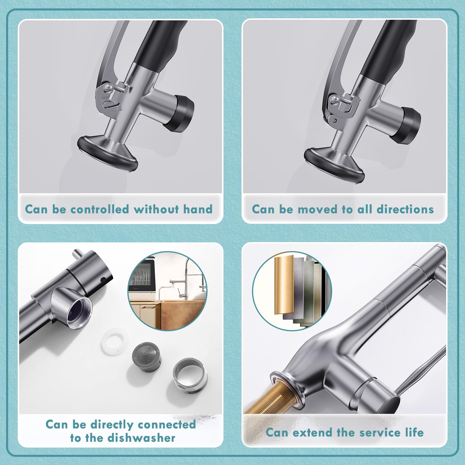 GIMILI faucet features 360-degree rotating pull-down nozzle