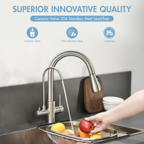 GIMILI 360-degree swivel spout enables full sink access for single or double bowl setups.