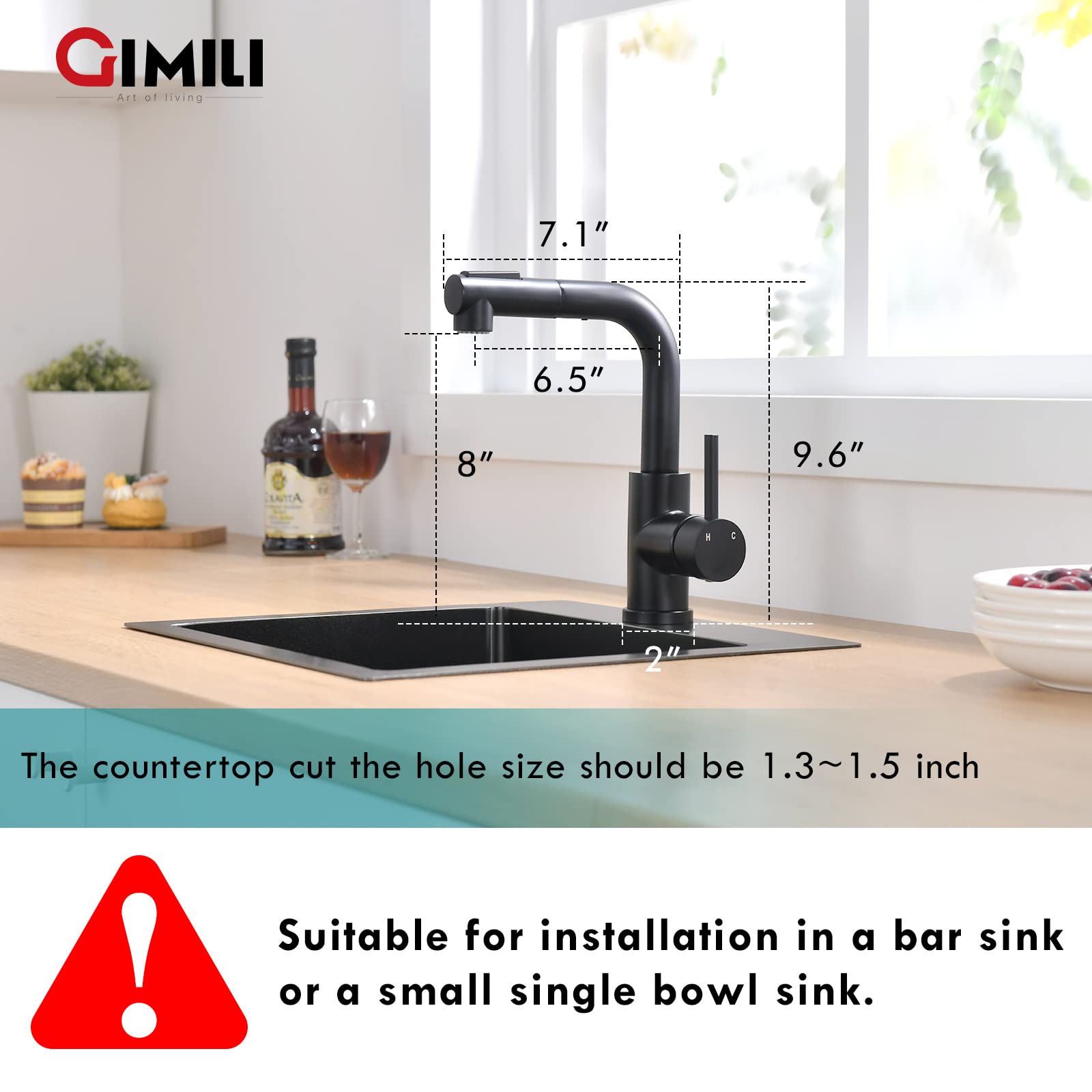 GIMILI bar faucet shows joystick control for precise water flow during prep