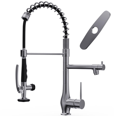 GIMILI black stainless faucet with pull-down sprayer for versatile rinsing