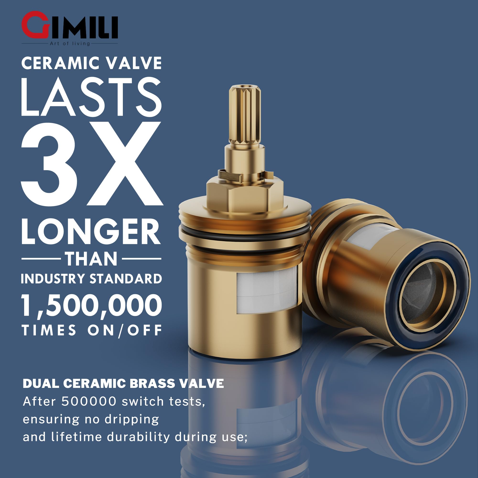 GIMILI brushed-gold faucet with SUS 304 stainless steel finish resists scratches