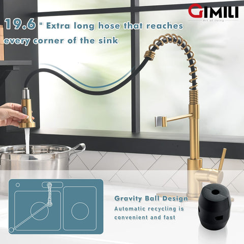 GIMILI brushed gold faucet compatibility with single or three-hole sinks