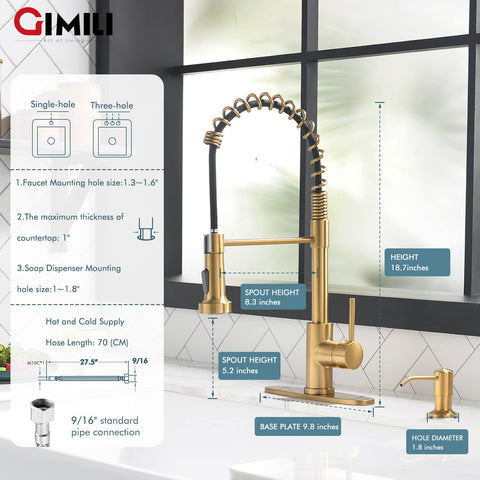 GIMILI brushed gold faucet durable finish resists fingerprints and stains