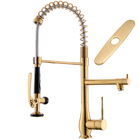 GIMILI brushed gold faucet with pull down sprayer for effortless rinsing