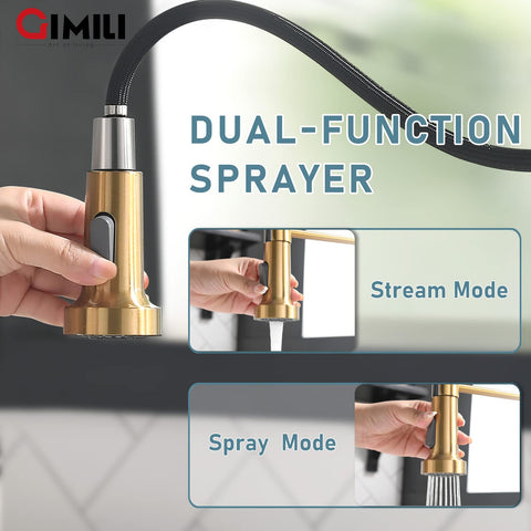 GIMILI brushed gold faucet single-handle control for easy temperature adjustment