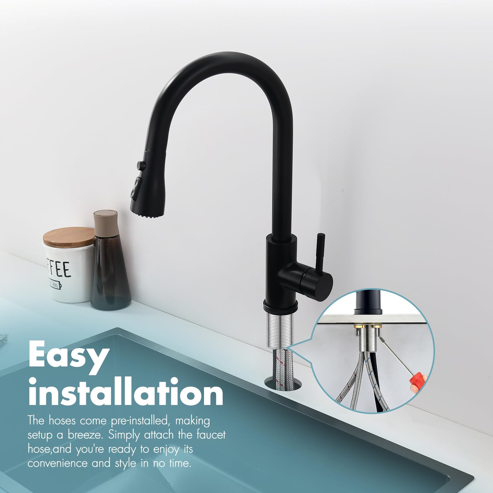 GIMILI gravity-ball retractable head reaching all sink corners