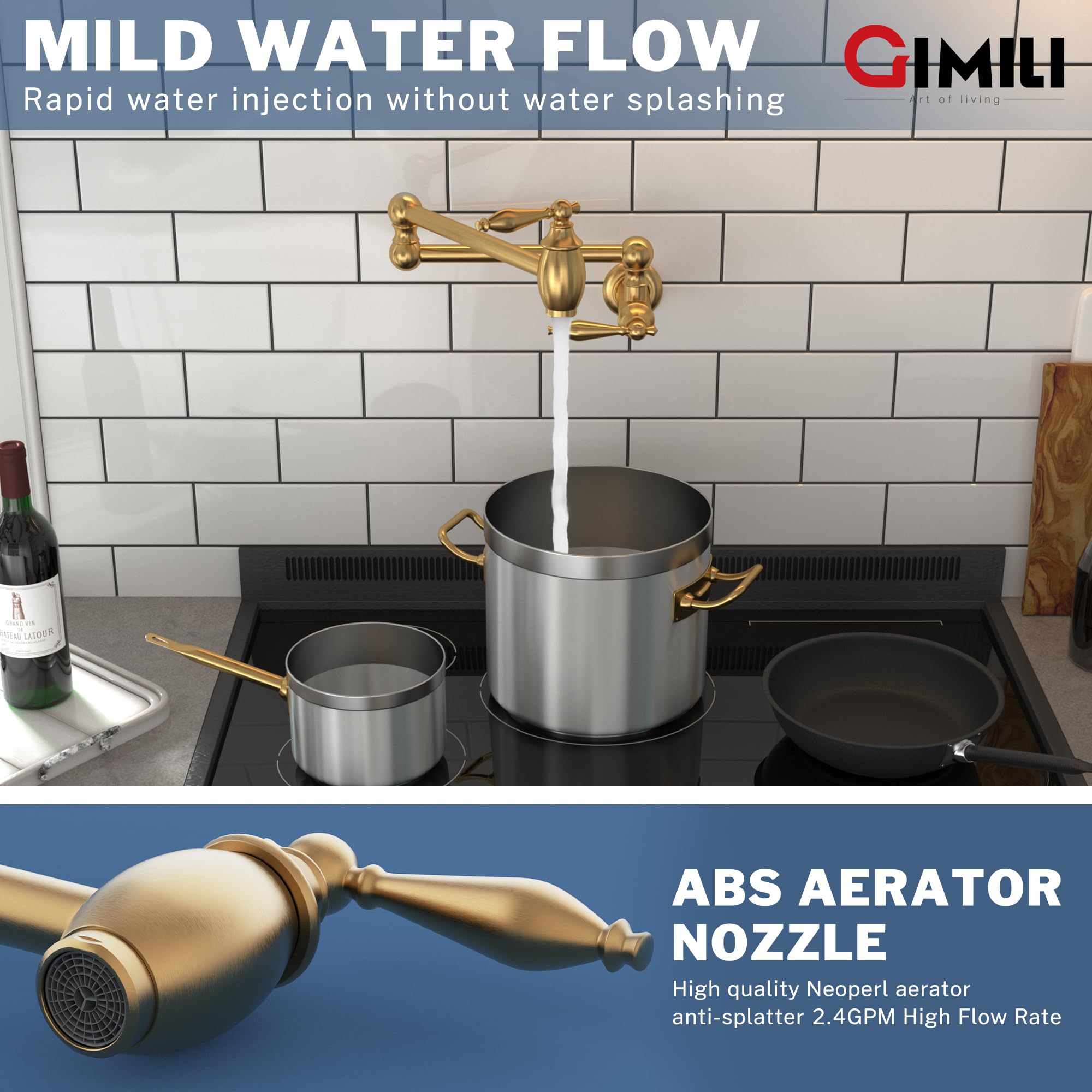 GIMILI folding double-joint arms simplify storage when not in use