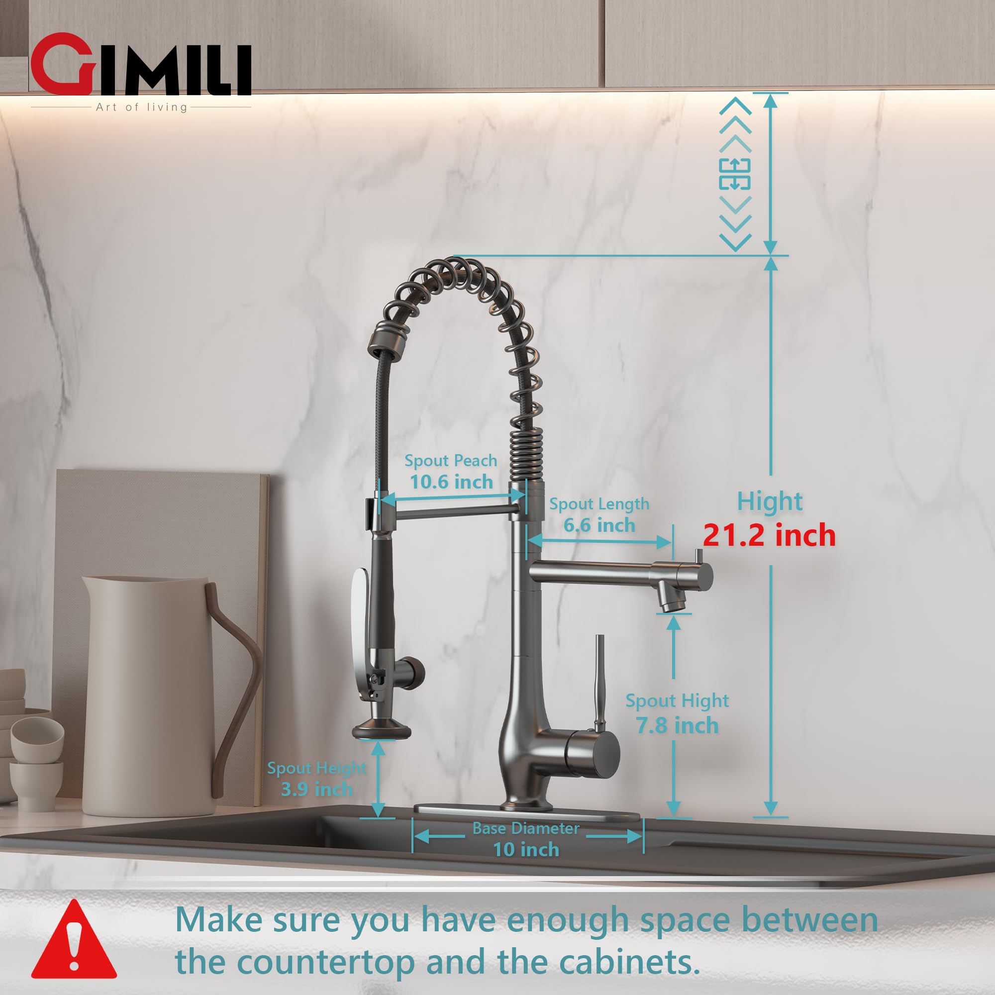 GIMILI dual-nozzle kitchen faucet offers spray and stream modes