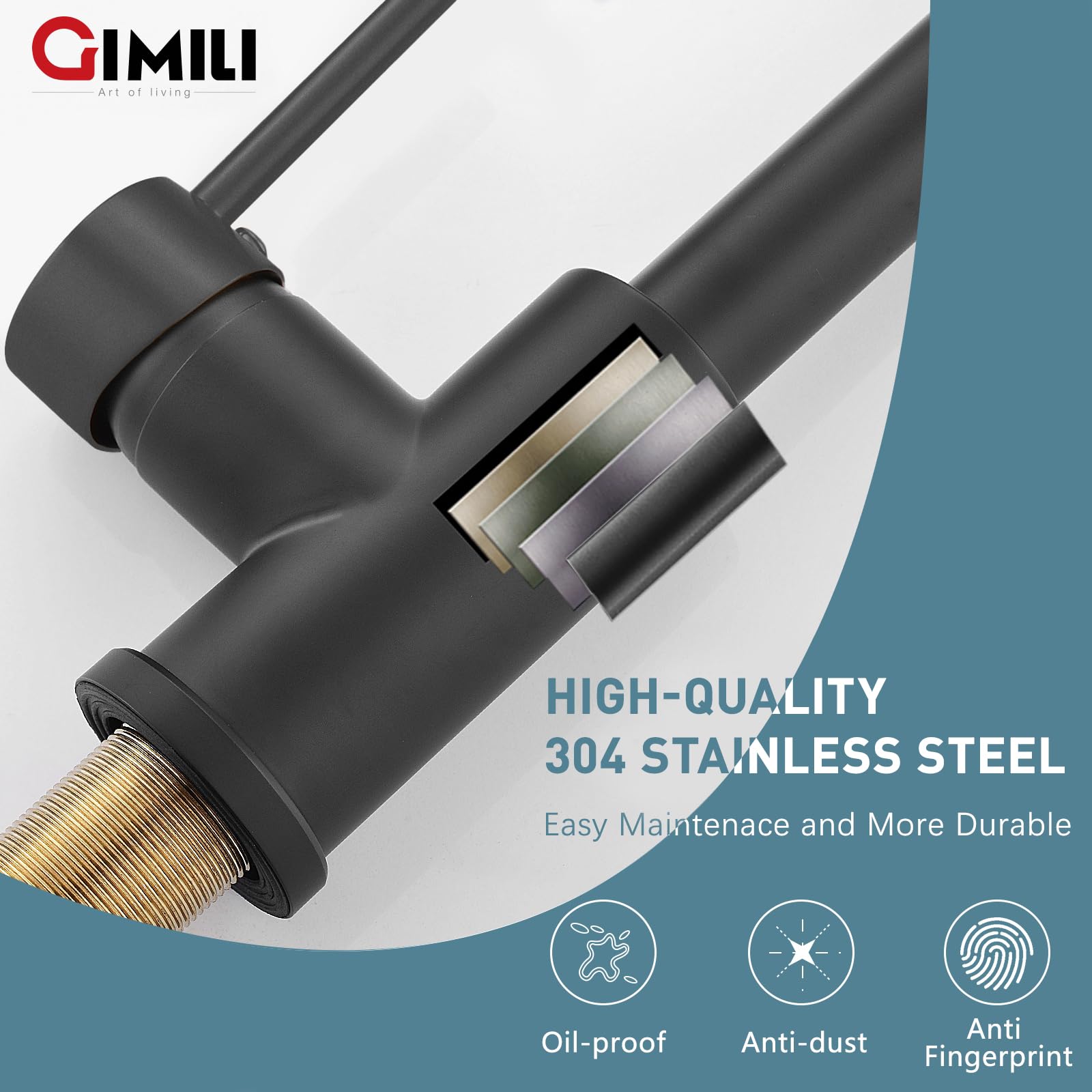GIMILI faucet with two spray modes for pot filling and rinsing.