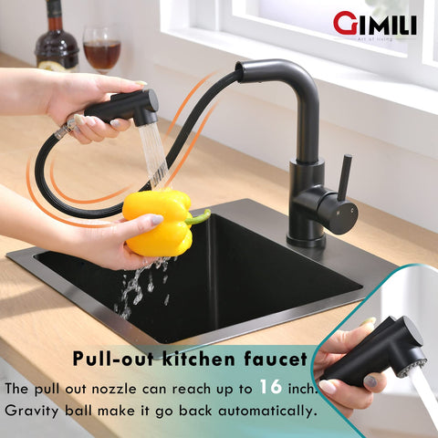 GIMILI matte black finish faucet adds contemporary style and simple wipe-down