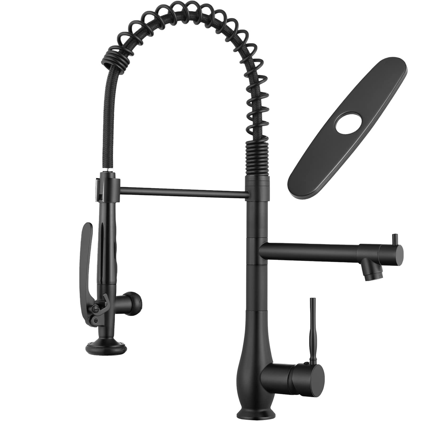 GIMILI matte black faucet front view, showcasing modern kitchen style.
