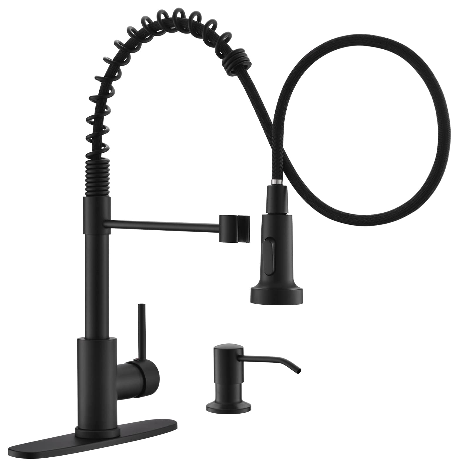 GIMILI matte black faucet with soap dispenser for easy handwashing.