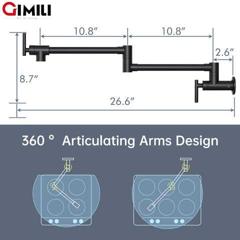 GIMILI 24-inch reach extends above the stove for quick pot filling