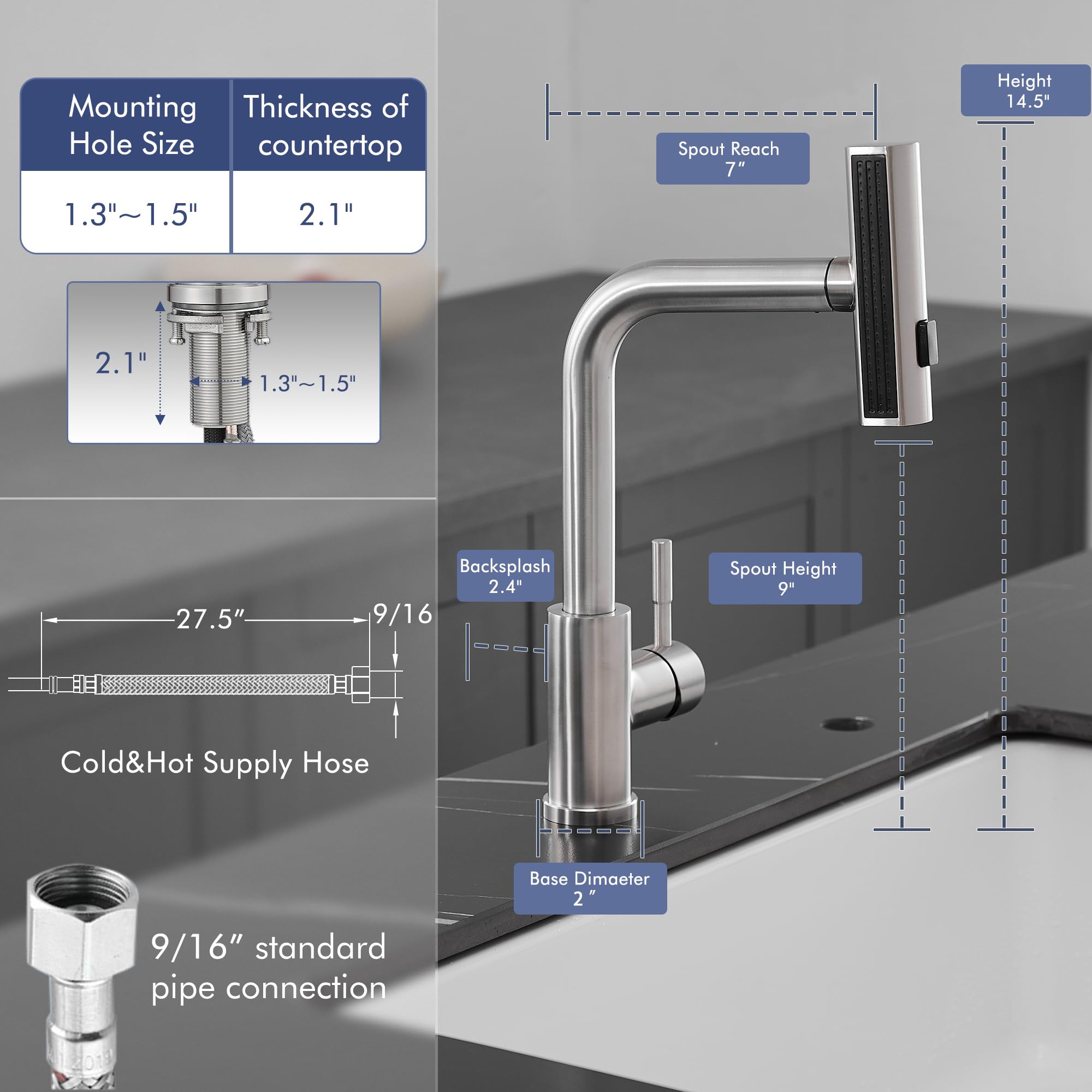 GIMILI 360-degree swivel spout enables full-sink access during cooking tasks.