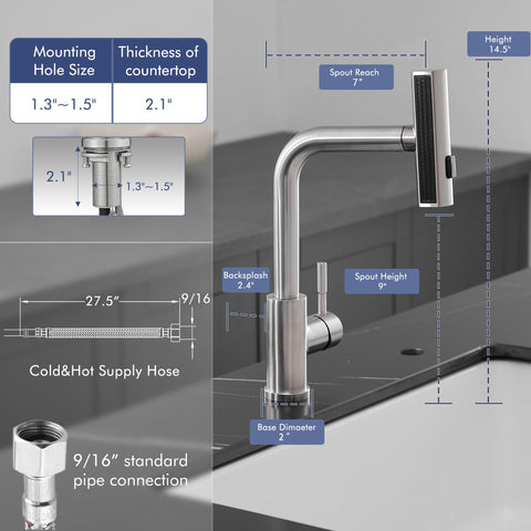 GIMILI 360-degree swivel spout enables full-sink access during cooking tasks.