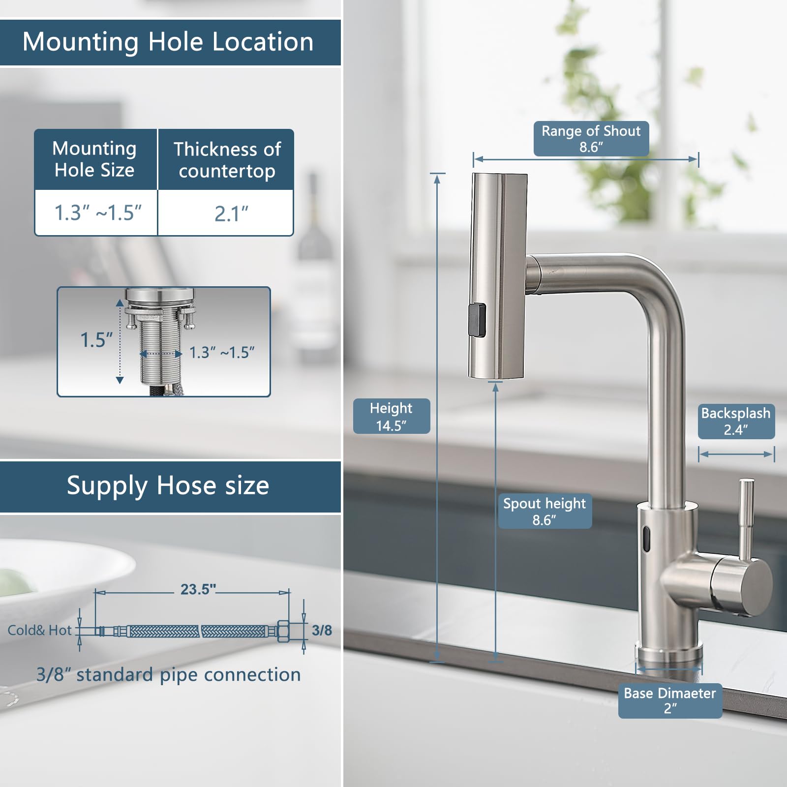 GIMILI 360-degree swivel spout enables full sink access during prep and cleanup.