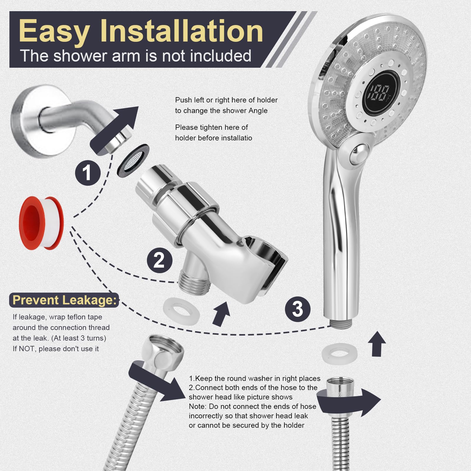 GINOOJY easy 5-minute installation with no drilling required for a quick upgrade.