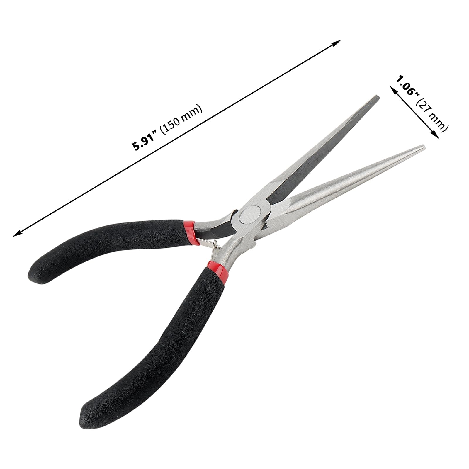 GINLANK needle nose pliers with steel construction for durable component handling.