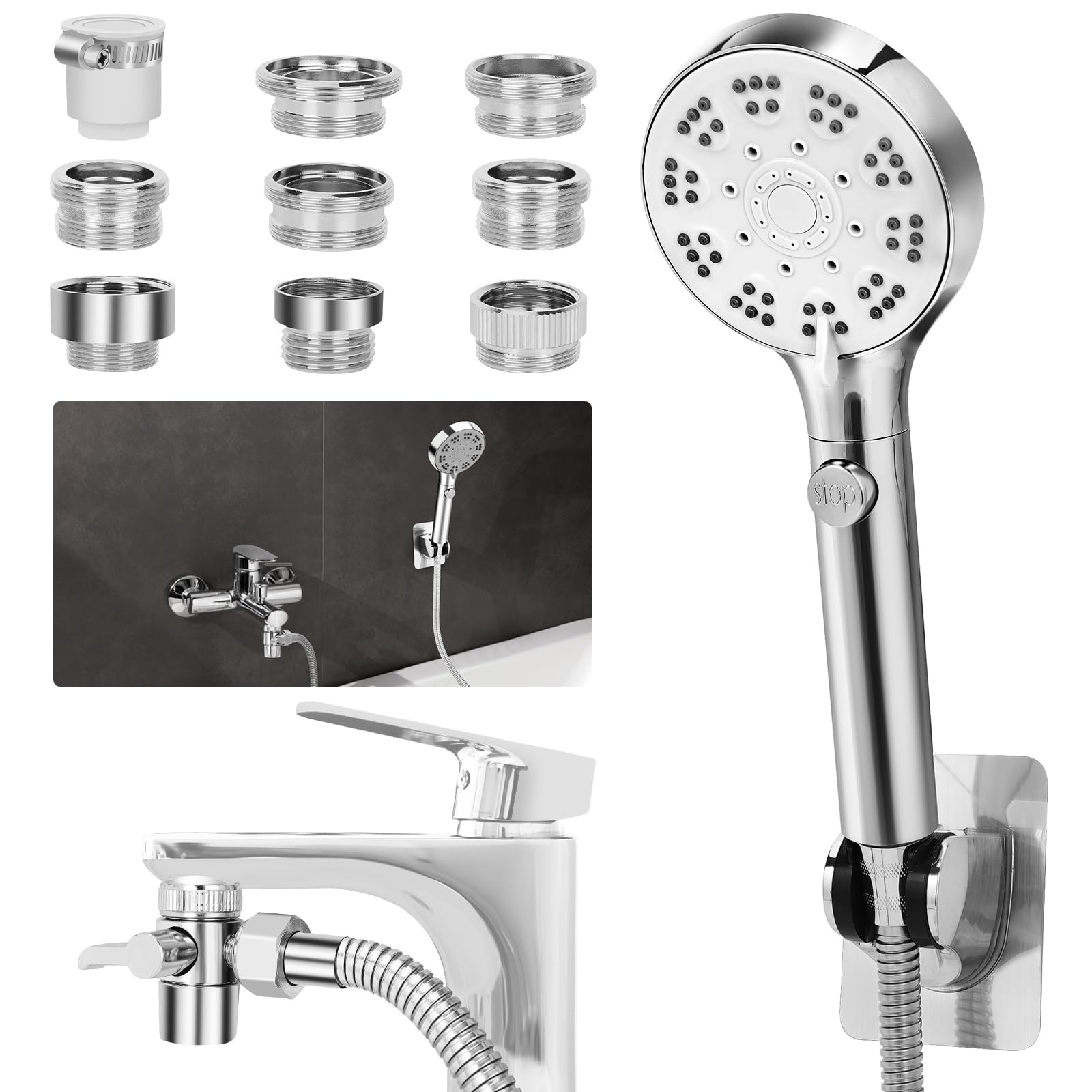 GINOOJY bathtub faucet shower kit with 79-inch hose for easy reach and thorough rinsing.