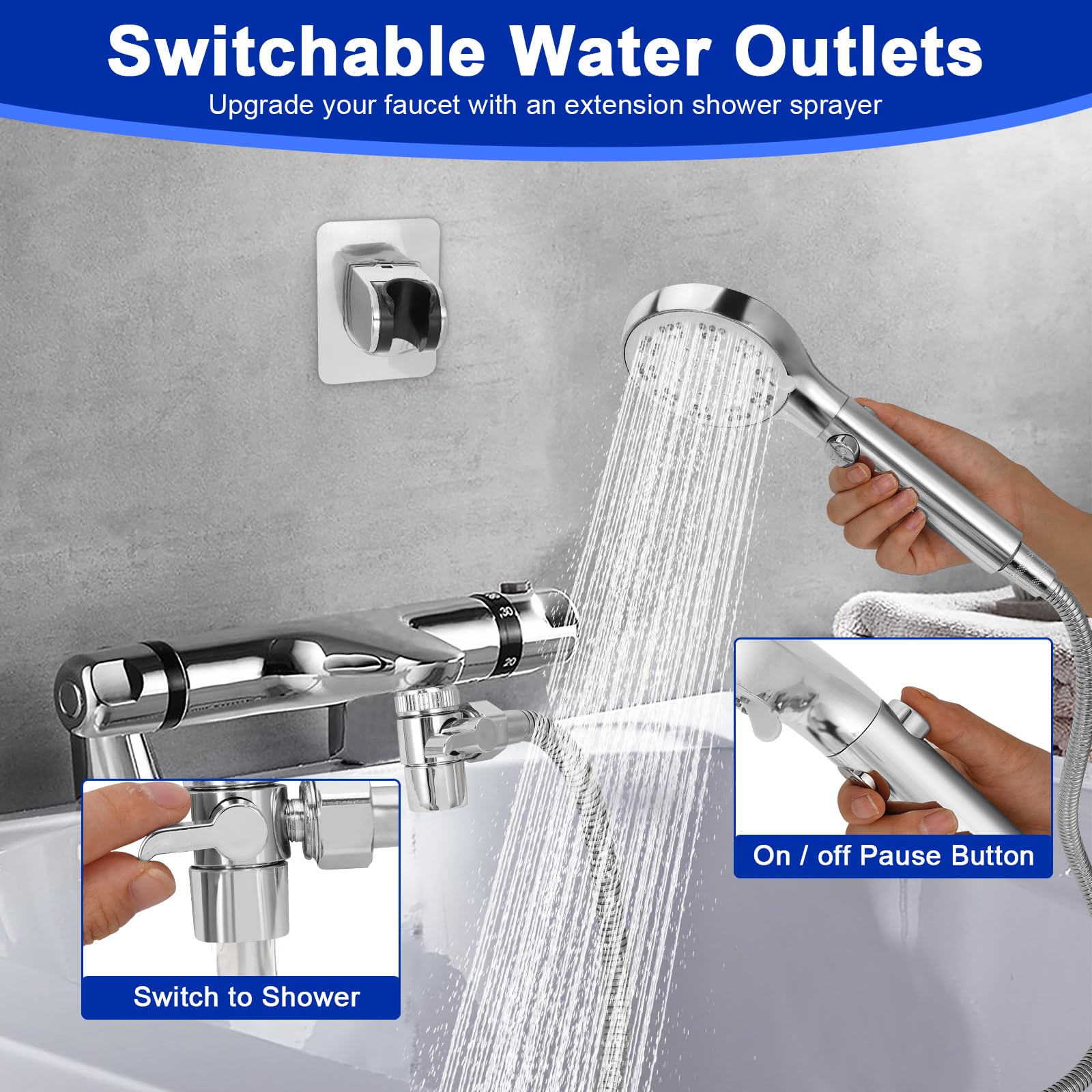 GINOOJY 79-inch stainless steel hose reduces tangling and leaks.