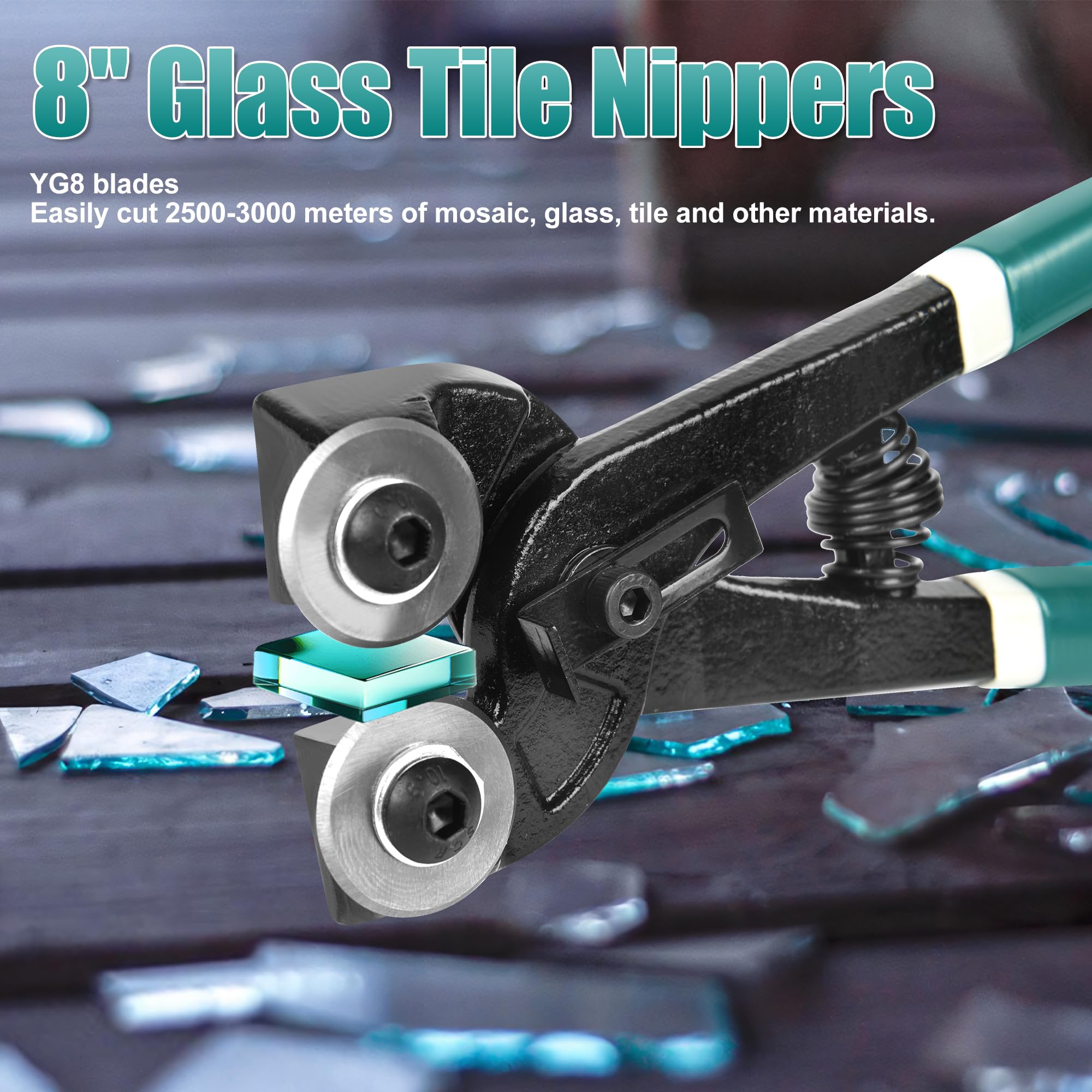 GINWORD 8-inch Ceramic Tile Nipper cutting thick tiles up to 9 mm.