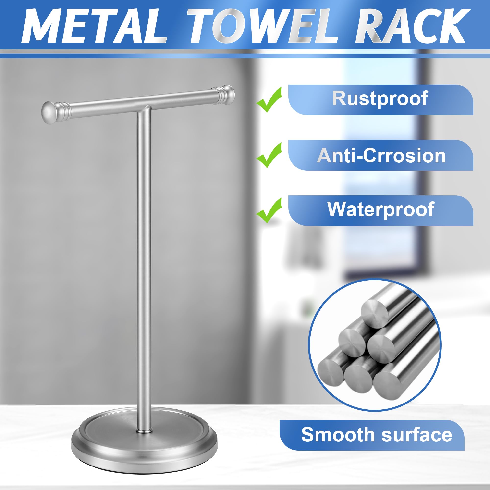 GINWOUN base with non-slip pads protects countertops and keeps towels steady.